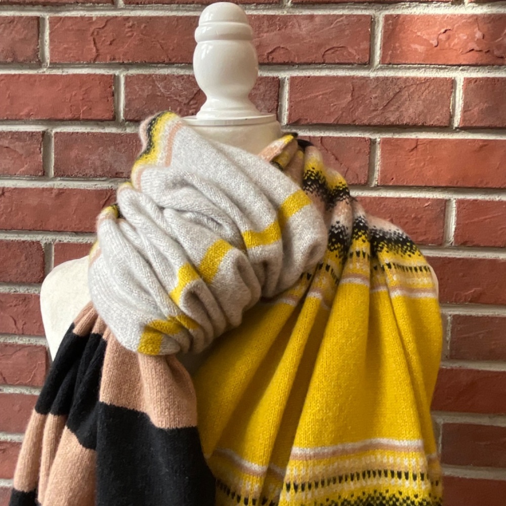 •Green Thomas Merino Lambswool Blanket Knit Scarf Wrap Designer Scotland82”x23” - Picture 10 of 11